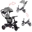 Rowerek trójkołowy Trike Fix Lite 3w1 z daszkiem obracany regulowany spacerówka prowadnik pasy szary Kik Sp. z o. o. Sp. k.