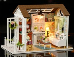 Domek dla lalek drewniany salon model do złożenia LED 8008-A 20,6cm Kik Sp. z o. o. Sp. k.