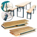 E-hurtownia Zestaw ogrodowy drewniany skladany stol 2 ławki 220 cm Komplet Piwny Barowy