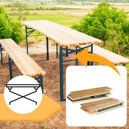E-hurtownia Zestaw ogrodowy drewniany skladany stol 2 ławki 220 cm Komplet Piwny Barowy