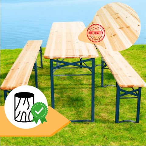 E-hurtownia Zestaw ogrodowy drewniany skladany stol 2 ławki 220 cm Komplet Piwny Barowy E-hurtownia Zestaw ogrodowy drewniany skladany stol 2 ławki 220 cm Komplet Piwny Barowy
