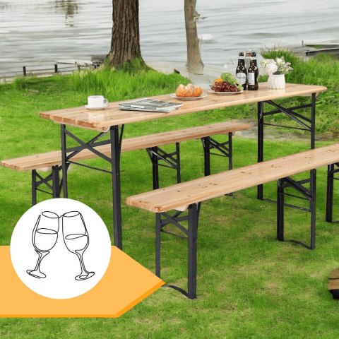 E-hurtownia Zestaw ogrodowy drewniany skladany stol 2 ławki 220 cm Komplet Piwny Barowy E-hurtownia Zestaw ogrodowy drewniany skladany stol 2 ławki 220 cm Komplet Piwny Barowy