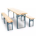 E-hurtownia Zestaw ogrodowy drewniany skladany stol 2 ławki 220 cm Komplet Piwny Barowy