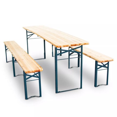 E-hurtownia Zestaw ogrodowy drewniany skladany stol 2 ławki 220 cm Komplet Piwny Barowy E-hurtownia Zestaw ogrodowy drewniany skladany stol 2 ławki 220 cm Komplet Piwny Barowy