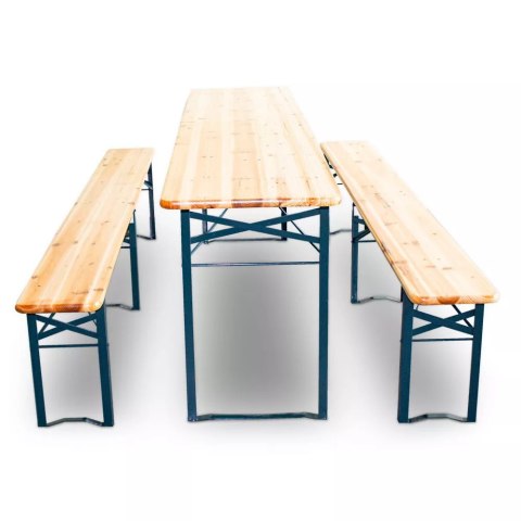 E-hurtownia Zestaw ogrodowy drewniany skladany stol 2 ławki 220 cm Komplet Piwny Barowy E-hurtownia Zestaw ogrodowy drewniany skladany stol 2 ławki 220 cm Komplet Piwny Barowy