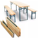 E-hurtownia Zestaw ogrodowy drewniany skladany stol 2 ławki 220 cm Komplet Piwny Barowy