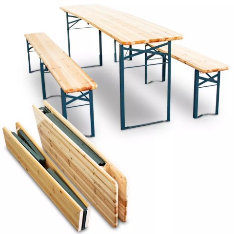 E-hurtownia Zestaw ogrodowy drewniany skladany stol 2 ławki 220 cm Komplet Piwny Barowy E-hurtownia Zestaw ogrodowy drewniany skladany stol 2 ławki 220 cm Komplet Piwny Barowy