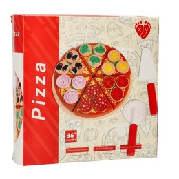 Pizza drewniany zestaw do zabawy na rzep akcesoria łopatka nóż talerz nauka krojenia 20cm Kik Sp. z o. o. Sp. k.