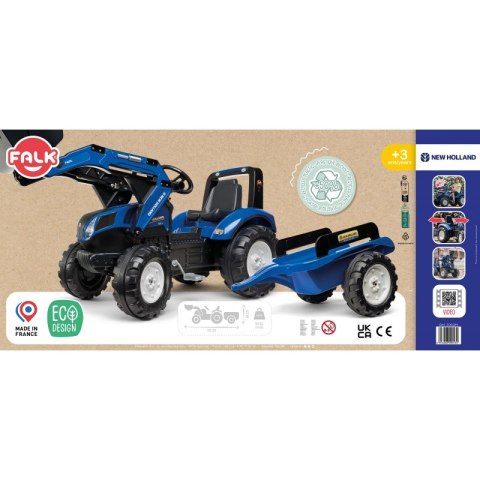 FALK FALK Traktor New Holland Niebieski na Pedały z Przyczepką od 3 Lat FALK FALK Traktor New Holland Niebieski na Pedały z Przyczepką od 3 Lat
