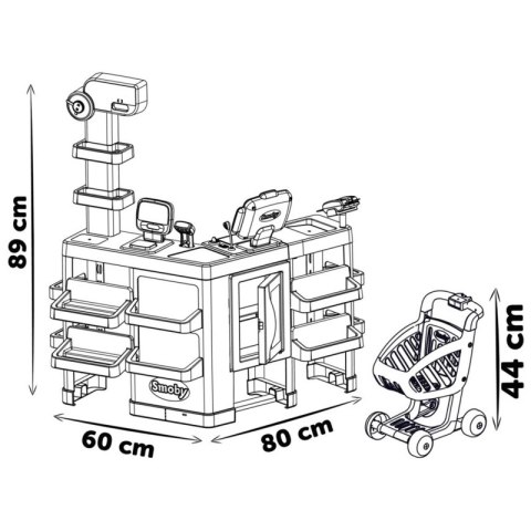 Smoby SMOBY Maximarket Wózek Elektroniczną Kasą ze Skanerem Waga i Lodówka Smoby SMOBY Maximarket Wózek Elektroniczną Kasą ze Skanerem Waga i Lodówka