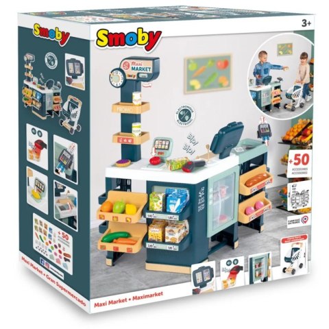 Smoby SMOBY Maximarket Wózek Elektroniczną Kasą ze Skanerem Waga i Lodówka Smoby SMOBY Maximarket Wózek Elektroniczną Kasą ze Skanerem Waga i Lodówka