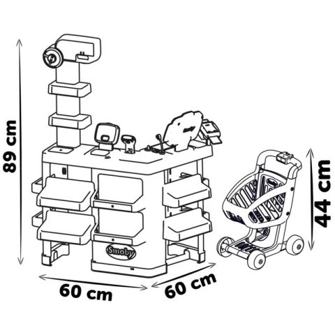 Smoby SMOBY Sklep Supermarket z Wózkiem Kasą i Elektronicznym Skanerem Smoby SMOBY Sklep Supermarket z Wózkiem Kasą i Elektronicznym Skanerem