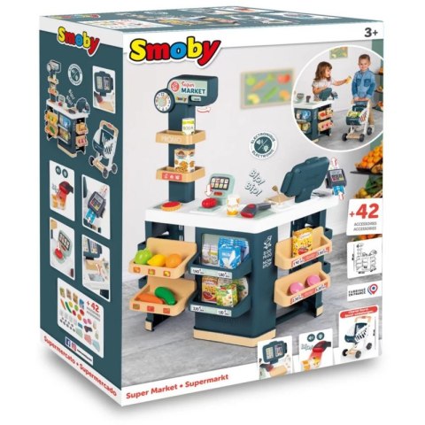 Smoby SMOBY Sklep Supermarket z Wózkiem Kasą i Elektronicznym Skanerem Smoby SMOBY Sklep Supermarket z Wózkiem Kasą i Elektronicznym Skanerem