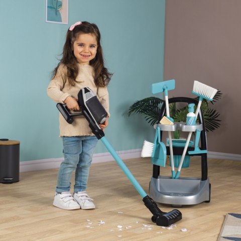 Smoby SMOBY Wózek do sprzątania z odkurzaczem Rowenta z dźwiękiem + 10 akcesoriów Smoby SMOBY Wózek do sprzątania z odkurzaczem Rowenta z dźwiękiem + 10 akcesoriów