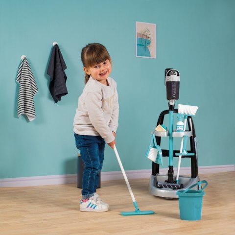 Smoby SMOBY Wózek do sprzątania z odkurzaczem Rowenta z dźwiękiem + 10 akcesoriów Smoby SMOBY Wózek do sprzątania z odkurzaczem Rowenta z dźwiękiem + 10 akcesoriów