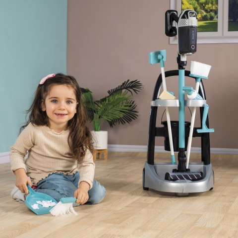 Smoby SMOBY Wózek do sprzątania z odkurzaczem Rowenta z dźwiękiem + 10 akcesoriów Smoby SMOBY Wózek do sprzątania z odkurzaczem Rowenta z dźwiękiem + 10 akcesoriów