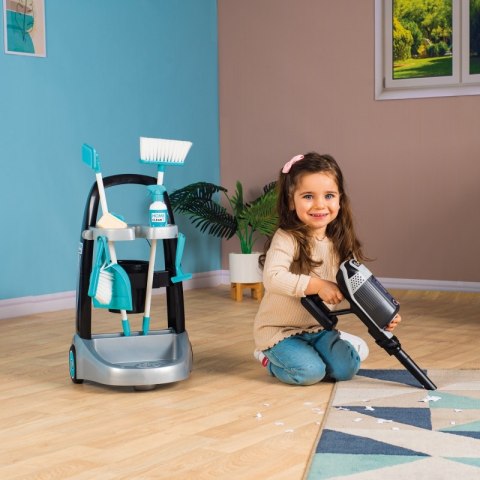 Smoby SMOBY Wózek do sprzątania z odkurzaczem Rowenta z dźwiękiem + 10 akcesoriów Smoby SMOBY Wózek do sprzątania z odkurzaczem Rowenta z dźwiękiem + 10 akcesoriów