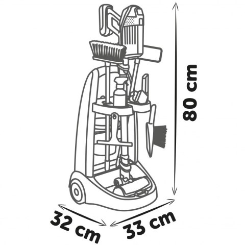 Smoby SMOBY Wózek do sprzątania z odkurzaczem Rowenta z dźwiękiem + 10 akcesoriów Smoby SMOBY Wózek do sprzątania z odkurzaczem Rowenta z dźwiękiem + 10 akcesoriów