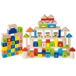 Viga Toys VIGA Klocki Drewniane Edukacyjne 100 elem. Cyferki Literki