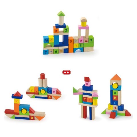 Viga Toys VIGA Klocki Drewniane Edukacyjne 100 elem. Cyferki Literki Viga Toys VIGA Klocki Drewniane Edukacyjne 100 elem. Cyferki Literki