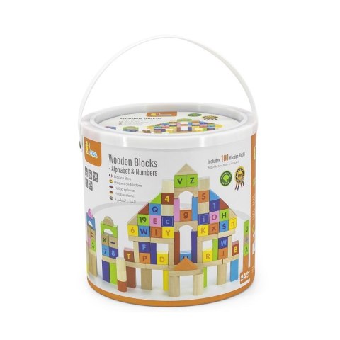 Viga Toys VIGA Klocki Drewniane Edukacyjne 100 elem. Cyferki Literki Viga Toys VIGA Klocki Drewniane Edukacyjne 100 elem. Cyferki Literki