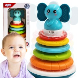 Woopie Baby WOOPIE BABY Piramida Wieża Interaktywna Słonik z Obręczami Grzechotka