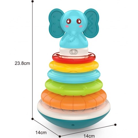 Woopie Baby WOOPIE BABY Piramida Wieża Interaktywna Słonik z Obręczami Grzechotka