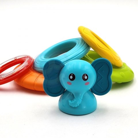 Woopie Baby WOOPIE BABY Piramida Wieża Interaktywna Słonik z Obręczami Grzechotka