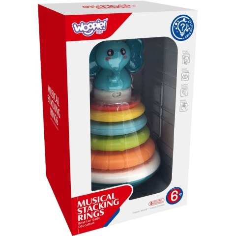 Woopie Baby WOOPIE BABY Piramida Wieża Interaktywna Słonik z Obręczami Grzechotka