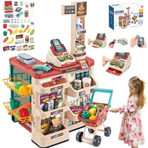 Woopie WOOPIE Sklep Supermarket z Wózkiem Sklepowym Waga Kasa Skaner + 48 Akc. Woopie WOOPIE Sklep Supermarket z Wózkiem Sklepowym Waga Kasa Skaner + 48 Akc.