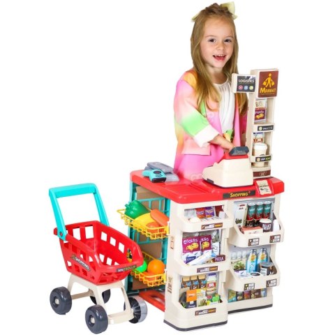 Woopie WOOPIE Sklep Supermarket z Wózkiem Sklepowym Waga Kasa Skaner + 48 Akc. Woopie WOOPIE Sklep Supermarket z Wózkiem Sklepowym Waga Kasa Skaner + 48 Akc.
