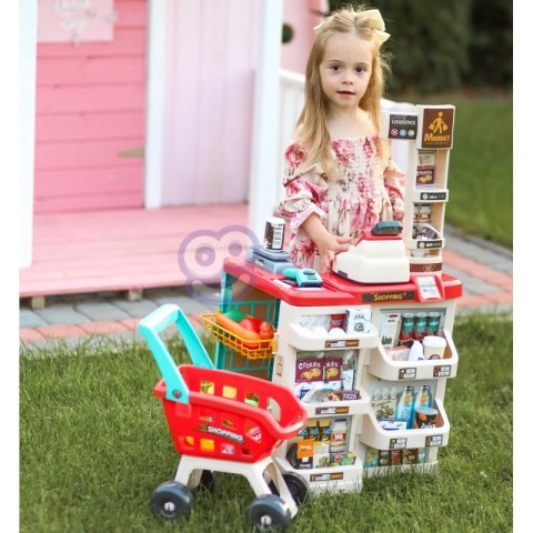 Woopie WOOPIE Sklep Supermarket z Wózkiem Sklepowym Waga Kasa Skaner + 48 Akc. Woopie WOOPIE Sklep Supermarket z Wózkiem Sklepowym Waga Kasa Skaner + 48 Akc.