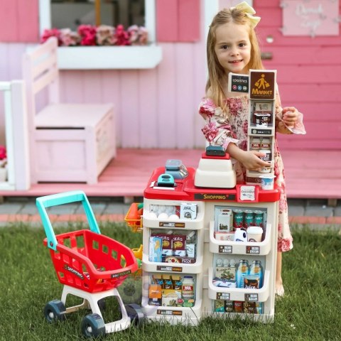 Woopie WOOPIE Sklep Supermarket z Wózkiem Sklepowym Waga Kasa Skaner + 48 Akc. Woopie WOOPIE Sklep Supermarket z Wózkiem Sklepowym Waga Kasa Skaner + 48 Akc.