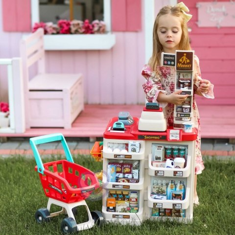Woopie WOOPIE Sklep Supermarket z Wózkiem Sklepowym Waga Kasa Skaner + 48 Akc. Woopie WOOPIE Sklep Supermarket z Wózkiem Sklepowym Waga Kasa Skaner + 48 Akc.
