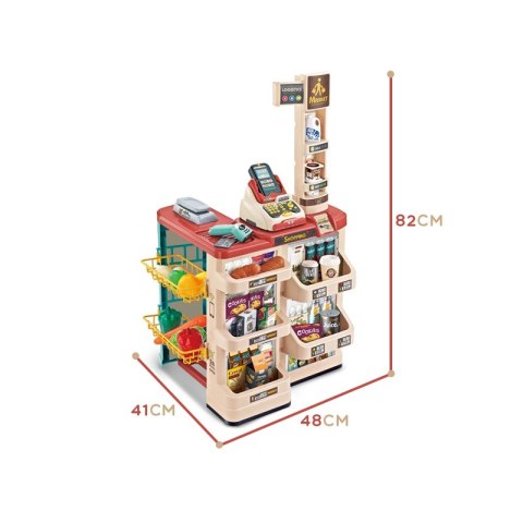 Woopie WOOPIE Sklep Supermarket z Wózkiem Sklepowym Waga Kasa Skaner + 48 Akc. Woopie WOOPIE Sklep Supermarket z Wózkiem Sklepowym Waga Kasa Skaner + 48 Akc.
