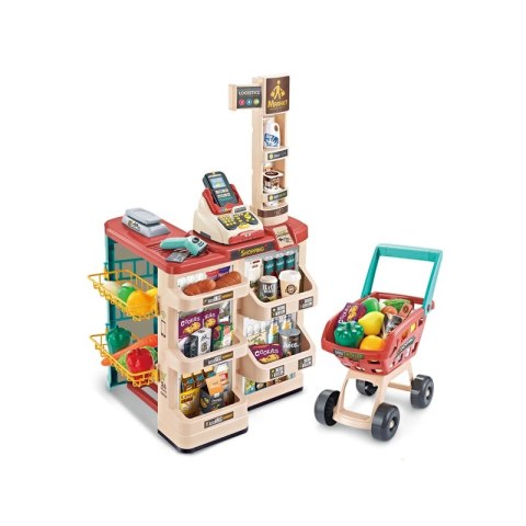 Woopie WOOPIE Sklep Supermarket z Wózkiem Sklepowym Waga Kasa Skaner + 48 Akc. Woopie WOOPIE Sklep Supermarket z Wózkiem Sklepowym Waga Kasa Skaner + 48 Akc.