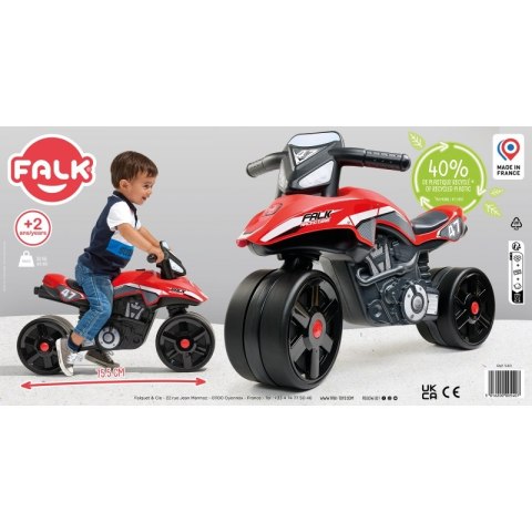 FALK FALK Jeździk Racing Team Motorek Czerwony Szerokie Koła od 1 roku FALK FALK Jeździk Racing Team Motorek Czerwony Szerokie Koła od 1 roku