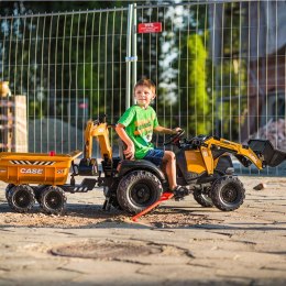 FALK FALK Traktor Case IH Backhoe Pomarańczowy z Przyczepką Ruchoma Łyżka od 3 Lat