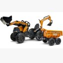 FALK FALK Traktor Case IH Backhoe Pomarańczowy z Przyczepką Ruchoma Łyżka od 3 Lat