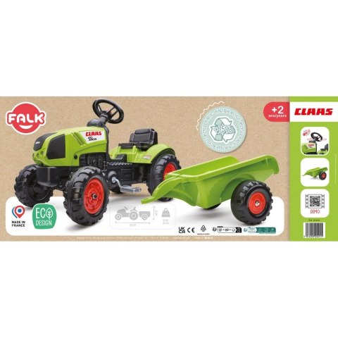 FALK FALK Traktor Claas Zielony na Pedały z Przyczepą + Klakson od 2 Lat. FALK FALK Traktor Claas Zielony na Pedały z Przyczepą + Klakson od 2 Lat.
