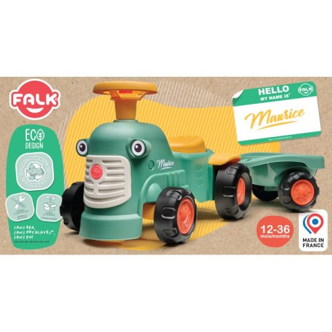 FALK FALK Traktorek Baby Maurice Zielony Vintage z Przyczepką od 1 roku FALK FALK Traktorek Baby Maurice Zielony Vintage z Przyczepką od 1 roku