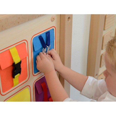 Masterkidz MASTERKIDZ Drewniana Tablica Manipulacyjna Ścienna Flex Kolorowe Kieszonki Klamry i Rzepy Masterkidz MASTERKIDZ Drewniana Tablica Manipulacyjna Ścienna Flex Kolorowe Kieszonki Klamry i Rzepy