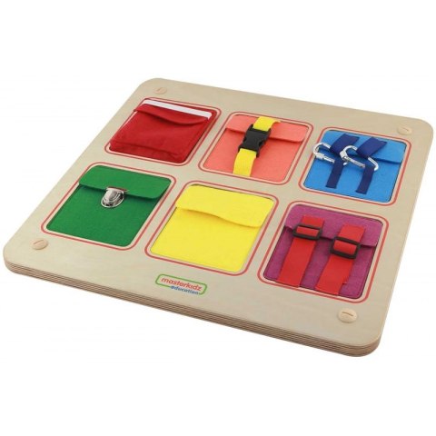 Masterkidz MASTERKIDZ Drewniana Tablica Manipulacyjna Ścienna Flex Kolorowe Kieszonki Klamry i Rzepy Masterkidz MASTERKIDZ Drewniana Tablica Manipulacyjna Ścienna Flex Kolorowe Kieszonki Klamry i Rzepy