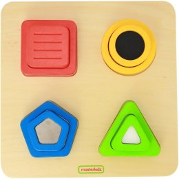 Masterkidz MASTERKIDZ Drewniany Sorter Kształtów Materiałów Faktury Powierzchni Montessori