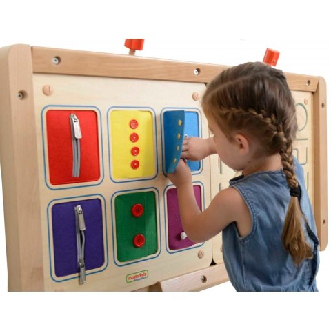 Masterkidz MASTERKIDZ Tablica Ścienna Otwieranie I Zamykanie Zamków Suwaki Guziki Montessori Masterkidz MASTERKIDZ Tablica Ścienna Otwieranie I Zamykanie Zamków Suwaki Guziki Montessori