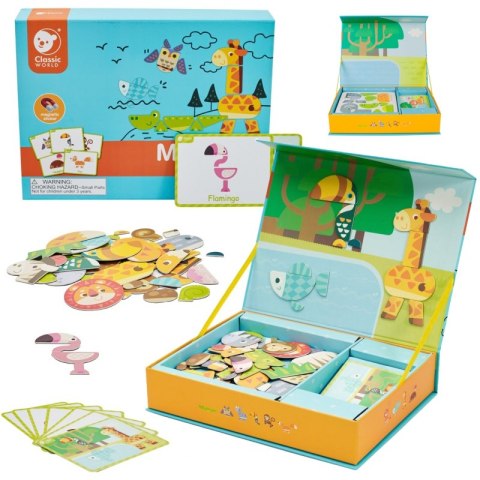 Classic World CLASSIC WORLD Układanka Magnetyczna Zwierzęta Tablica Klocki Puzzle Pamięć 60 el.