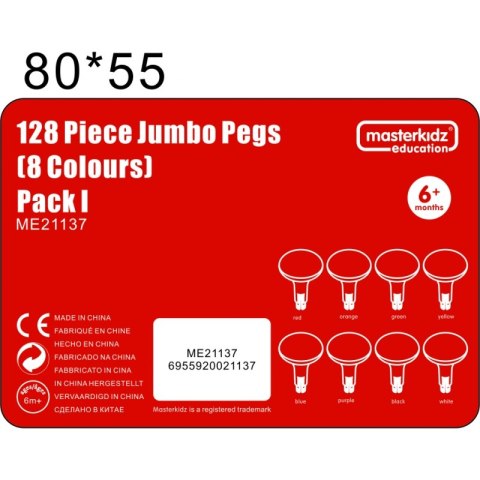 Masterkidz MASTERKIDZ Kolorowe Kołeczki Jumbo do Tablicy STEM 128 Szt. - 8 Kolorów Masterkidz MASTERKIDZ Kolorowe Kołeczki Jumbo do Tablicy STEM 128 Szt. - 8 Kolorów