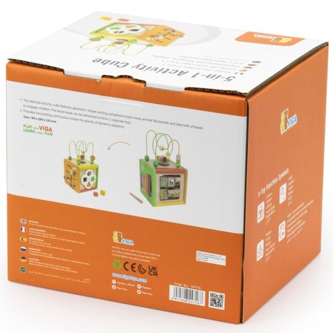 Viga Toys VIGA Drewniana Kostka Edukacyjna 5w1 Viga Toys VIGA Drewniana Kostka Edukacyjna 5w1