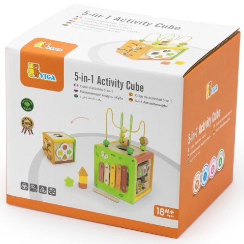 Viga Toys VIGA Drewniana Kostka Edukacyjna 5w1 Viga Toys VIGA Drewniana Kostka Edukacyjna 5w1