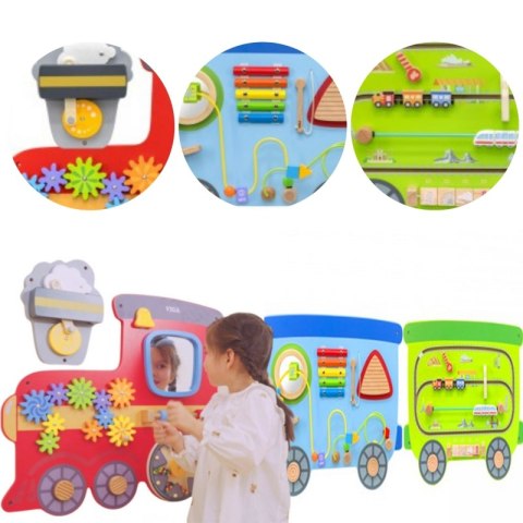 Viga Toys VIGA Drewniana Tablica Sensoryczna-Manipulacyjna EDU Pociąg